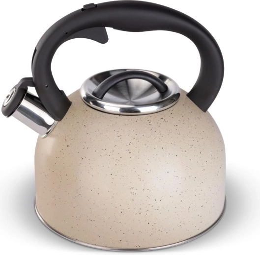 Lamart roestvrijstalen fluitketel Dots 3 l crèmekleurig