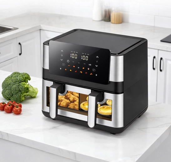 Heteluchtfriteuse (airfryer) met twee manden 8 l (4+4 l) 2000 W, 12 programma’s
