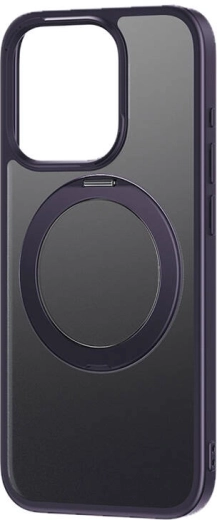 Beschermhoes met standaard Baseus SkyRing 360° voor iPhone 14 Pro met gehard glas en reinigingsset (paars)