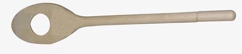 Houten ovale roerspatel met gat 30 cm