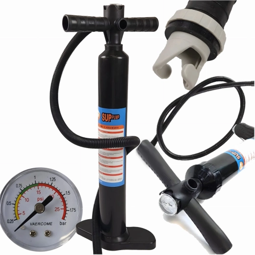 Handmatige dubbelwerkende SUP-pomp met manometer 25 PSI
