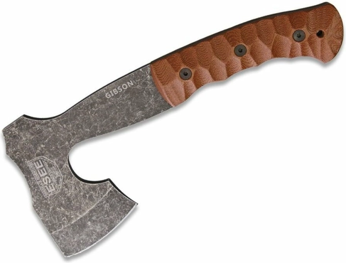 ESEE Gibson Axe compacte bijl met micarta handgreep en leren foedraal