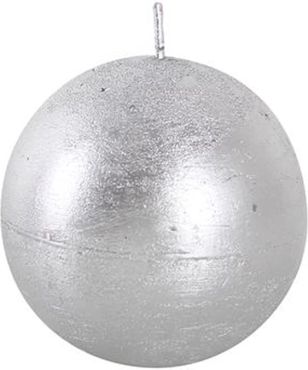 Rustieke ronde kaars 8 cm zilver