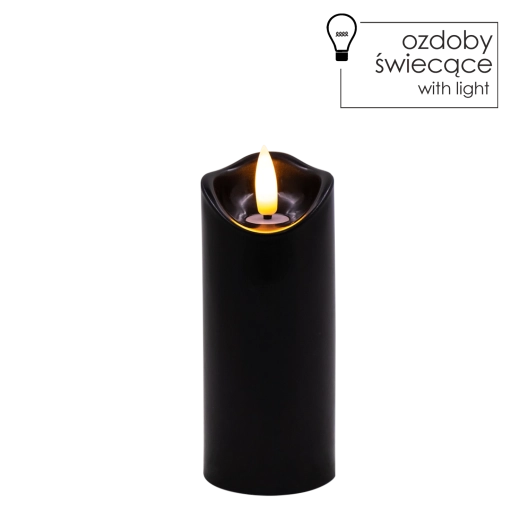 LED-kaars zwart 5 × 12,5 cm met flikkerende vlam