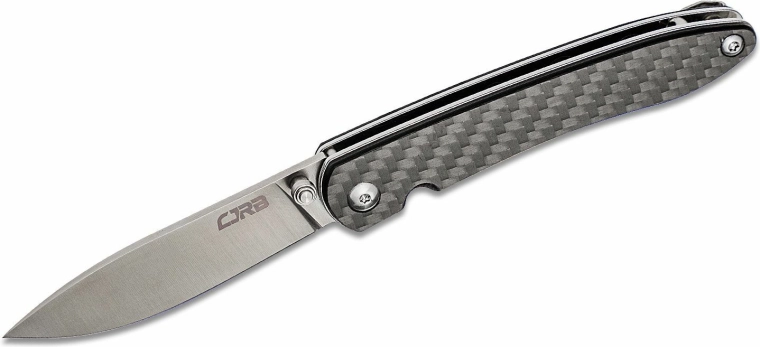 Opvouwbaar zakmes CJRB Ria 7,5 cm, sand polish, zwart, koolstofvezel