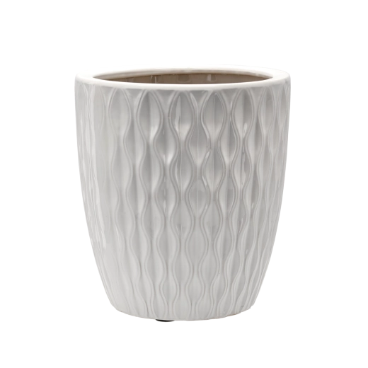 Keramische bloempotmantel, wit glans, 32 × 32 × 35,5 cm