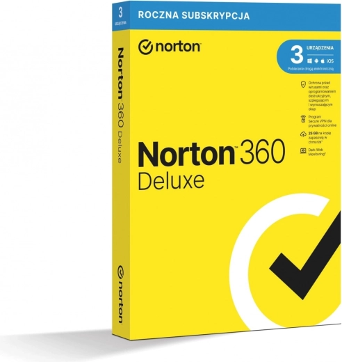 Norton 360 Deluxe – abonnement voor 1 jaar, 3 apparaten, 25 GB cloudback-up