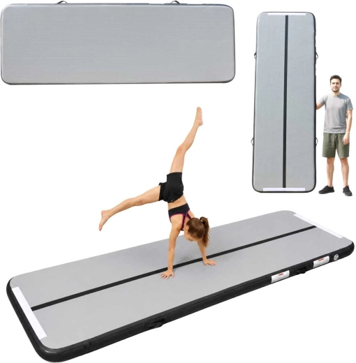 Air track opblaasbare gymnastiekmat 300 × 100 × 10 cm, grijs