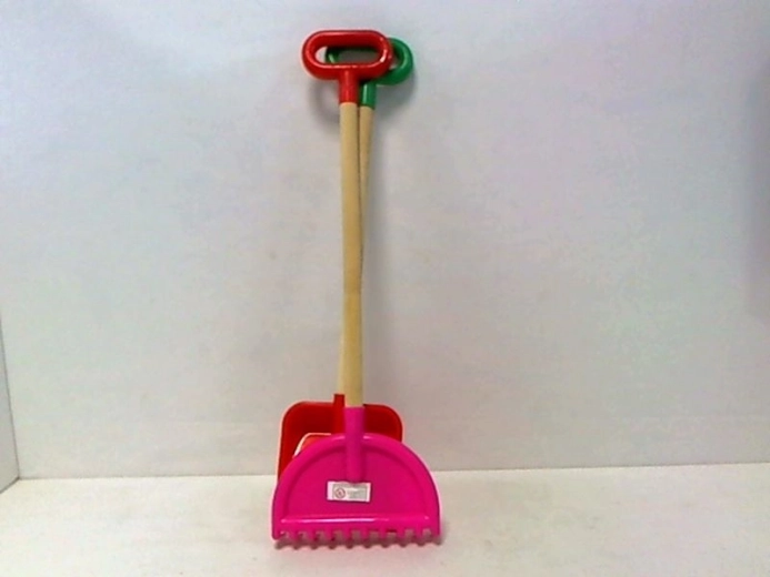Set tuingereedschap: plantschepje en handhark met houten handvat