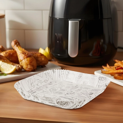 Papieren bakvormpjes voor airfryer 20 cm, 50 stuks