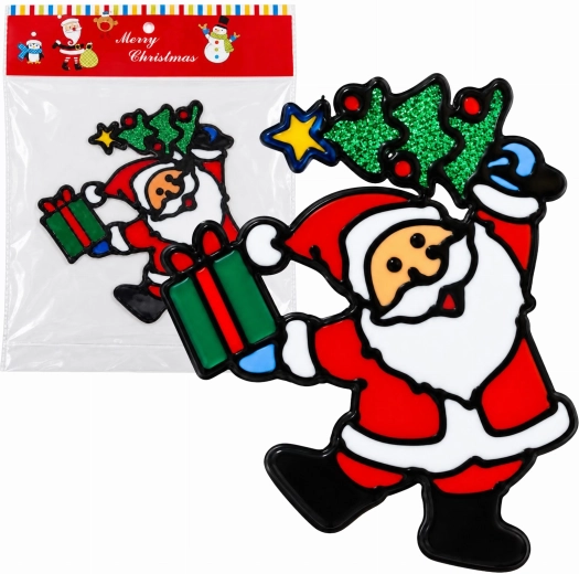 Kerstgelraamsticker Santa Claus 20 × 25 cm