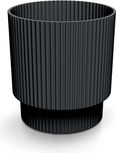 Bloempot Milly 16,8 cm antraciet – moderne plastic hoes met groeven