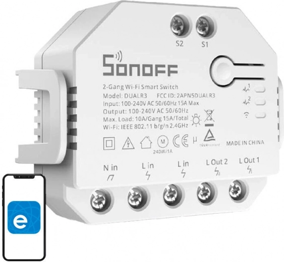 slimme Wi‑Fi-schakelaar SONOFF Dual R3 met verbruiksmeting