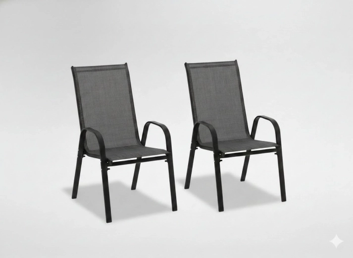 Set van 2 zwarte tuinstoelen - 2 stuks