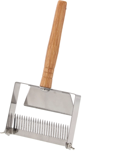 Ontzegelvork van roestvrij staal met houten handvat 25 × 13 cm