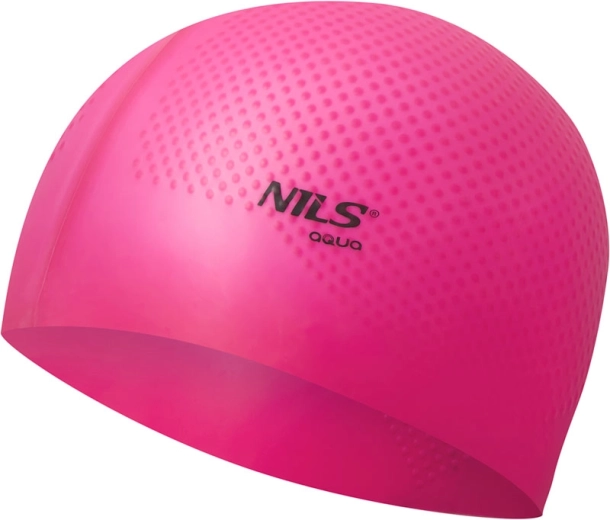 Siliconen zwemcap NILS Aqua NQC Dots donkerroze