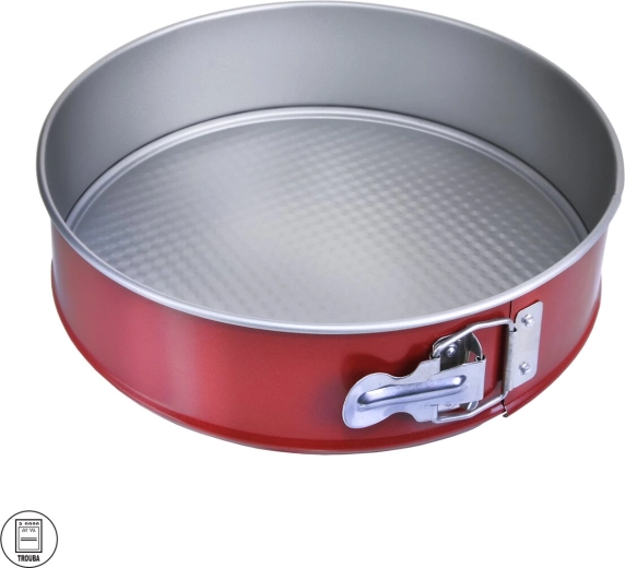 Metalen taartvorm met antiaanbaklaag 24 cm rood-grijs