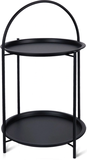 Zwarte metalen ronde bijzettafel 40 × 40 × 66 cm
