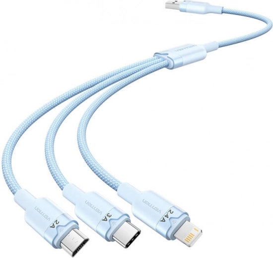 USB-kabel 3-in-1 1,5 m met USB‑C-, Lightning- en Micro‑USB-connectoren Vention