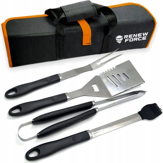 RENEW FORCE 4-in-1 BBQ-gereedschapset van roestvrij staal met etui