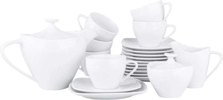 Mariapaula Moderna witte koffieservies voor 6 personen (21-delig)