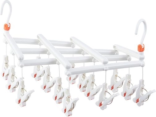 Opvouwbaar droogrek met wasknijpers, 14 knijpers, wit