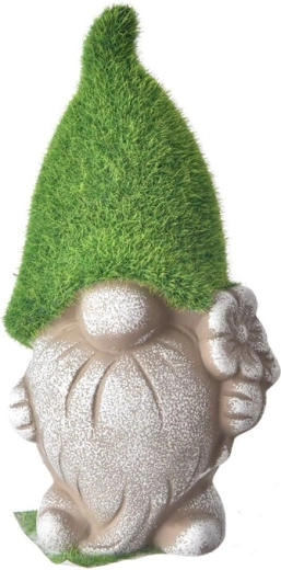 Decoratief keramisch kaboutertje met mos, grijs 19 cm