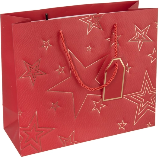 Papieren cadeauzakje met sterrenmotief – Rood