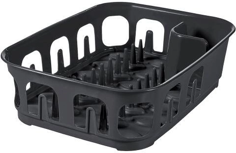 Afdruiprek voor servies, rechthoekig 39 × 29 × 10 cm, donkergrijs plastic