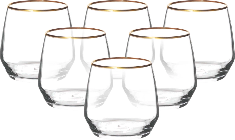 Rubin gold set van 6 glazen 370 ml met gouden rand