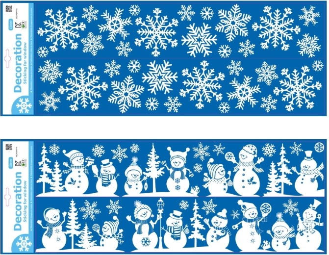 Kerst zelfklevende sneeuwvlokken voor het raam met glitters