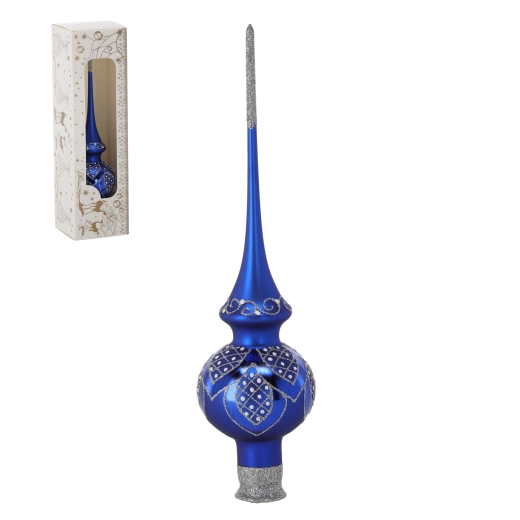 Piek voor de kerstboom in donkerblauw