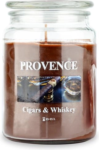 Geurkaars in glas PROVENCE cigars & whiskey 95 uur