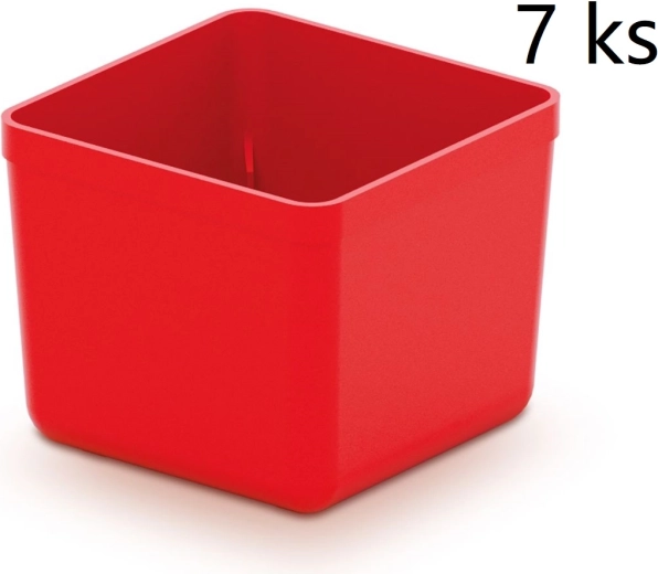 Set van 7 kunststof gereedschapsbakjes Unite Box, rood, 55 × 55 × 165 mm