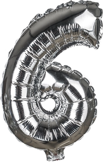 Folieballon cijfer 6, 30 cm – MY PARTY