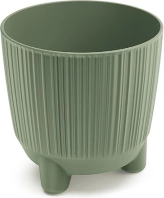 Bloempot met pootjes van kunststof, aards groen, diameter 10,7 cm