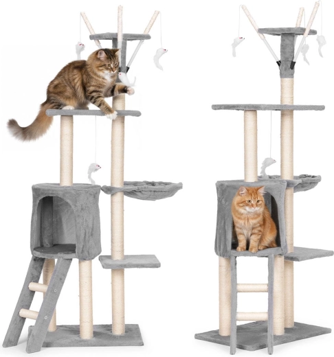 Klimpaal voor katten 134 cm, grijs, Petsi