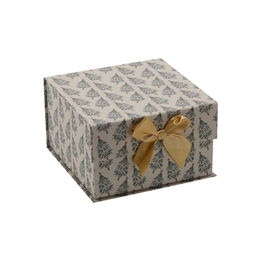 Kerstcadeaudoos met gouden strik 17 × 17 × 9 cm - 1 stuk