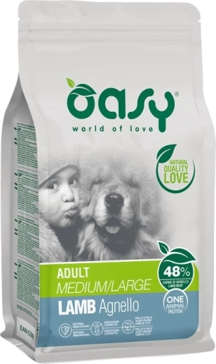 Oasy One Animal Protein Adult Medium/Large lam 12 kg – brokjes voor honden