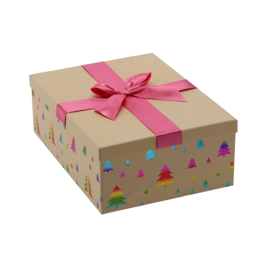 Kerstcadeaudoos met roze strik 28,5 × 20 × 8,5 cm