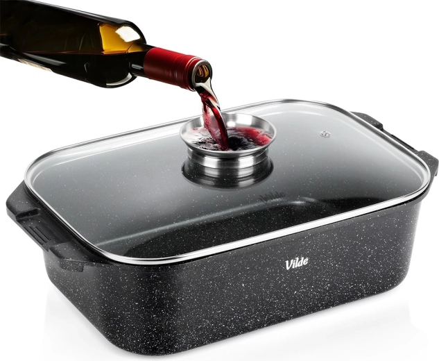 Granieten braadslede met deksel 7,5 l, 41 × 26 × 16 cm