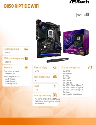 Moederbord ASRock B850 Phantom Gaming Riptide WiFi