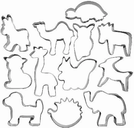 Set roestvrijstalen uitsteekvormpjes voor koekjes – dieren, 12 stuks
