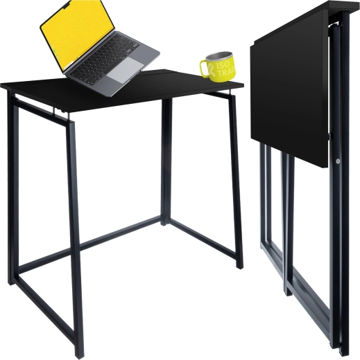 Opvouwbare bureau-/schrijftafel RUHHY in loftstijl – Zwart