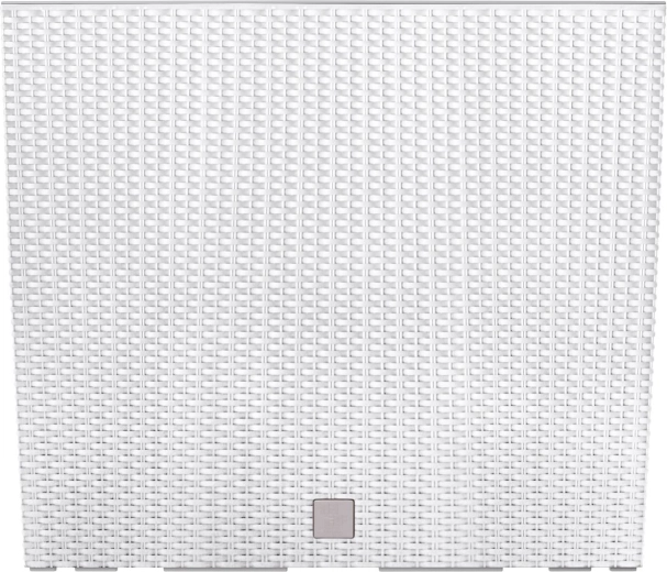 Hoge plastic plantenbak met rotan-look en inzet, wit 58 × 18 × 49,8 cm