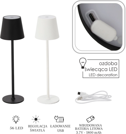 Aanraakbare tafellamp met LED, wit / zwart