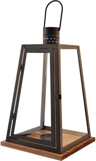 Zwarte decoratieve lantaarn metaal/hout klein