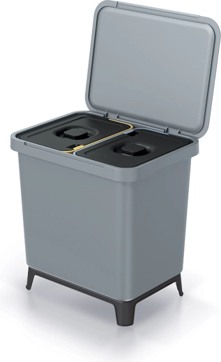 Dubbelkamerige afvalscheidingsbak 2×10 l lichtgrijs