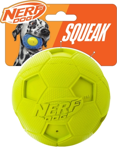 Nerf Dog rubberen piepende voetbal voor honden 10 cm