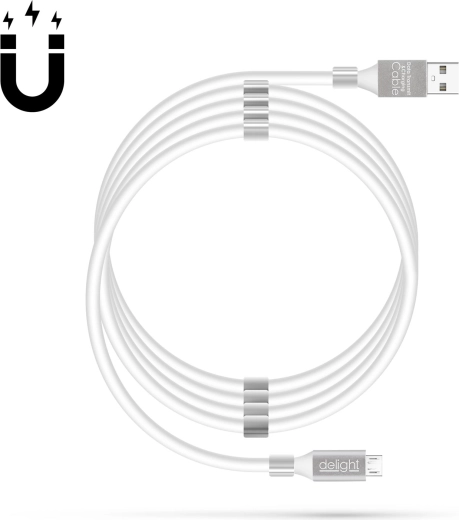 Magnetische MicroUSB-datakabel 2 A wit